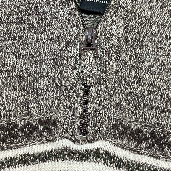 Nick Danger 1/4 Zip Sweater Mens Large Brown Aztec Lambswool Southwestern - Picture 6 of 8
